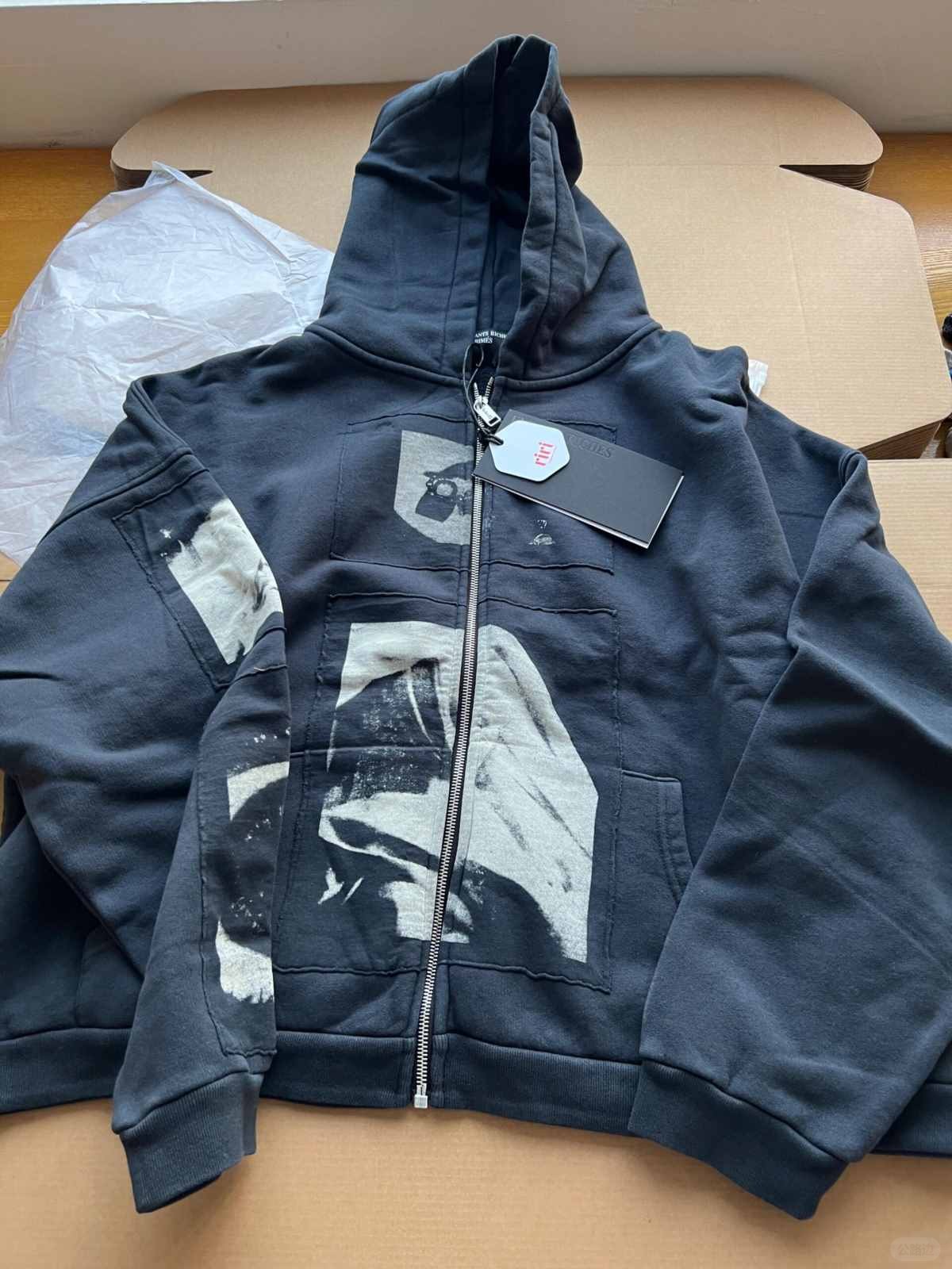 Madonna printed zip up hoodie with adhesive tape (1).jpg