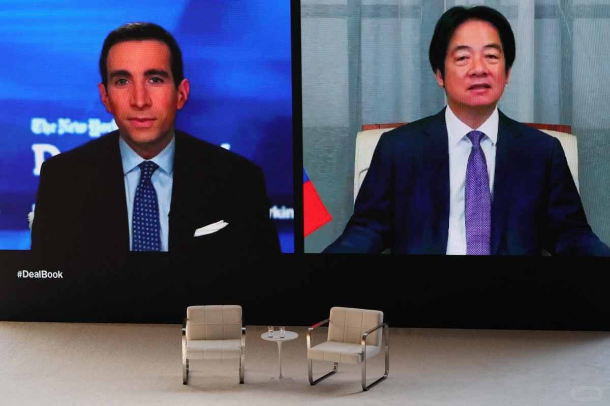 台湾总统赖清德（右）日前以视讯方式接受《纽约时报》“DealBook Summit”主持人索尔.jpg