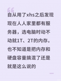 自从用了xhs之后发现现在人人家里都有服务器，选电脑时动不动就1T、2T的内存